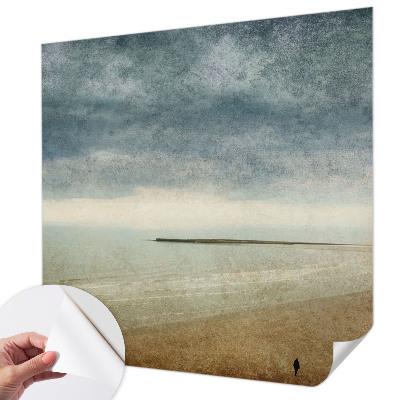 Stick-on wall mural with a nostalgic landscape design