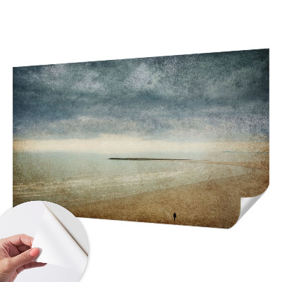 Stick-on wall mural with a nostalgic landscape design