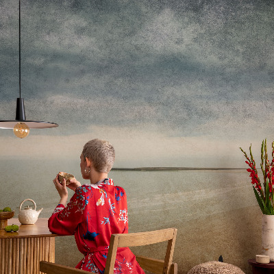 Stick-on wall mural with a nostalgic landscape design