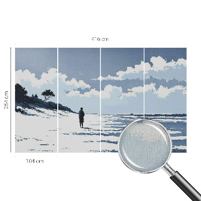 Removable wall mural wallpaper with a calm beach motif