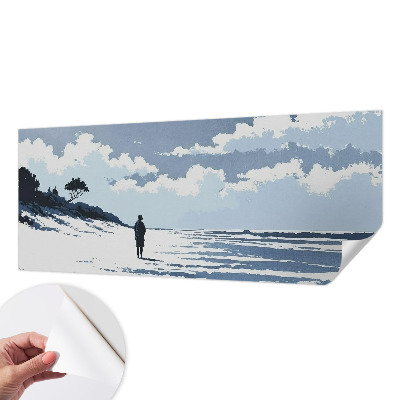 Removable wall mural wallpaper with a calm beach motif