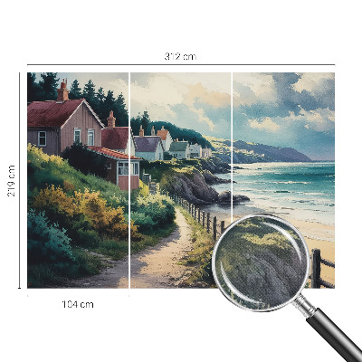 Peel and stick wall mural for bedroom featuring cliff houses