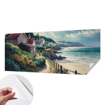 Peel and stick wall mural for bedroom featuring cliff houses