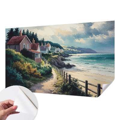 Peel and stick wall mural for bedroom featuring cliff houses