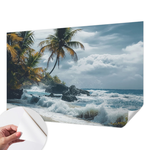 Peel and stick wall mural for kids' room with an exotic beach design