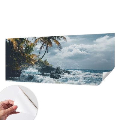 Peel and stick wall mural for kids' room with an exotic beach design