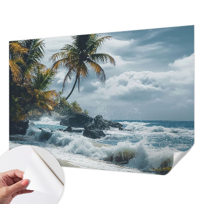 Peel and stick wall mural for kids' room Exotic beach