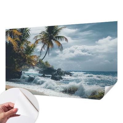 Peel and stick wall mural for kids' room with an exotic beach design