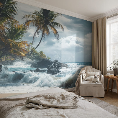Peel and stick wall mural for kids' room Exotic beach