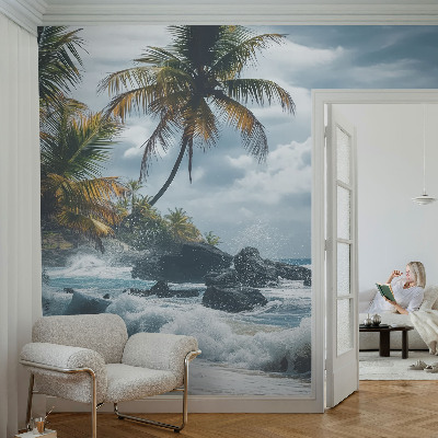 Peel and stick wall mural for kids' room Exotic beach