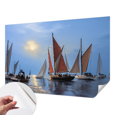 Nursery wall mural with a sailing adventure design