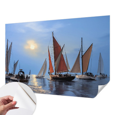 Nursery wall mural with a sailing adventure design