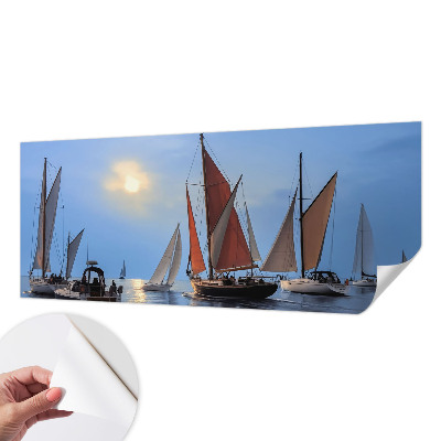 Nursery wall mural with a sailing adventure design