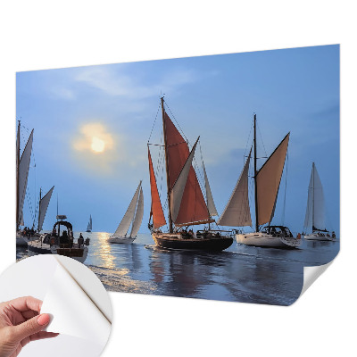 Nursery wall mural with a sailing adventure design