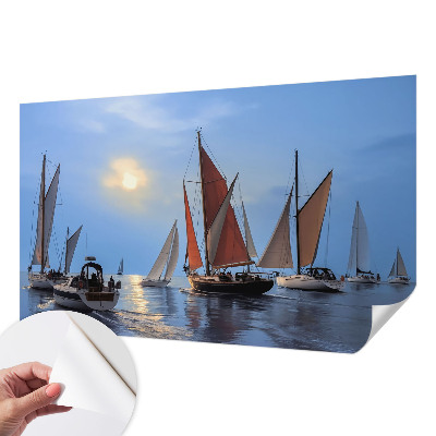 Nursery wall mural with a sailing adventure design