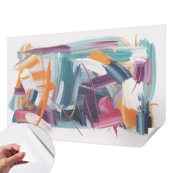Stick-on wall mural with energetic brushstroke pattern
