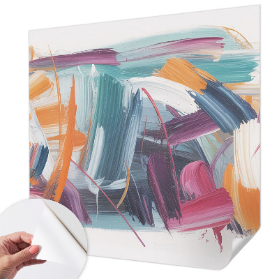 Stick-on wall mural with energetic brushstroke pattern
