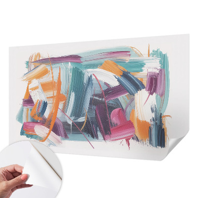 Stick-on wall mural with energetic brushstroke pattern
