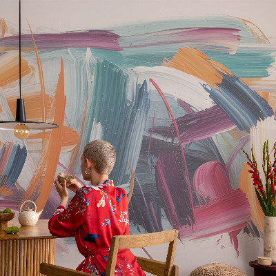 Stick-on wall mural with energetic brushstroke pattern