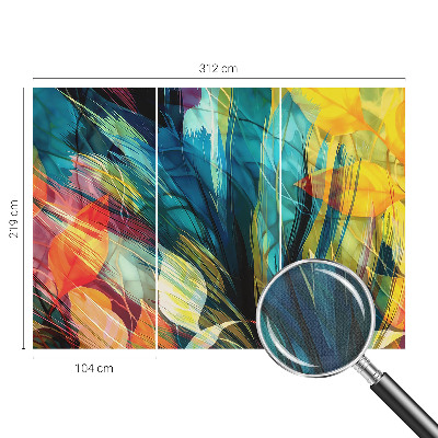 Peel and stick wall mural with an abstract leaves design for a bedroom