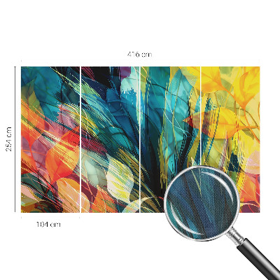 Peel and stick wall mural with an abstract leaves design for a bedroom