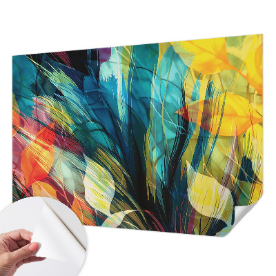 Peel and stick wall mural for bedroom Abstract leaves
