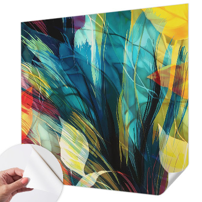Peel and stick wall mural for bedroom Abstract leaves