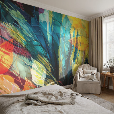 Peel and stick wall mural for bedroom Abstract leaves