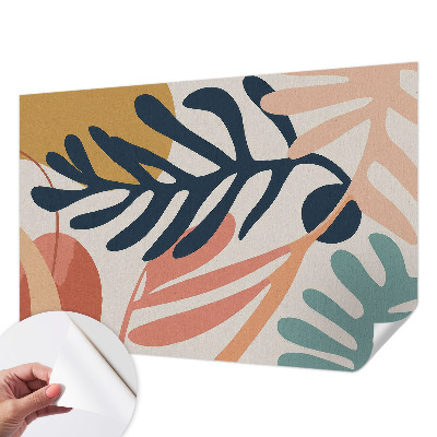 Peel and stick wall mural for living room with leafy patterns
