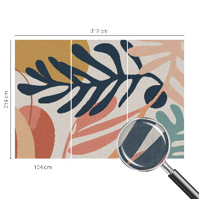 Peel and stick wall mural for living room with leafy patterns