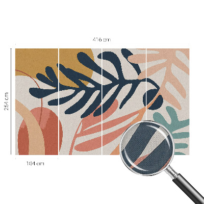 Peel and stick wall mural for living room with leafy patterns