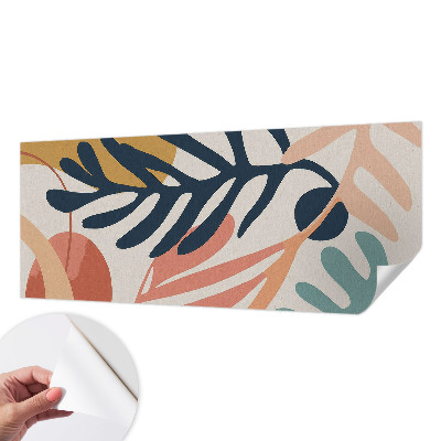 Peel and stick wall mural for living room with leafy patterns