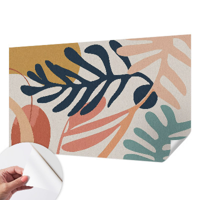 Peel and stick wall mural for living room with leafy patterns