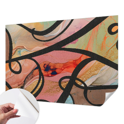 Removable wall mural with a colorful movement design