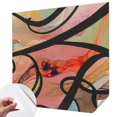 Removable wall mural with a colorful movement design