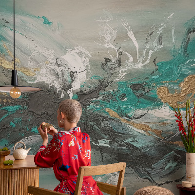 Peel and stick wall mural for kids' room with an artistic vortex design