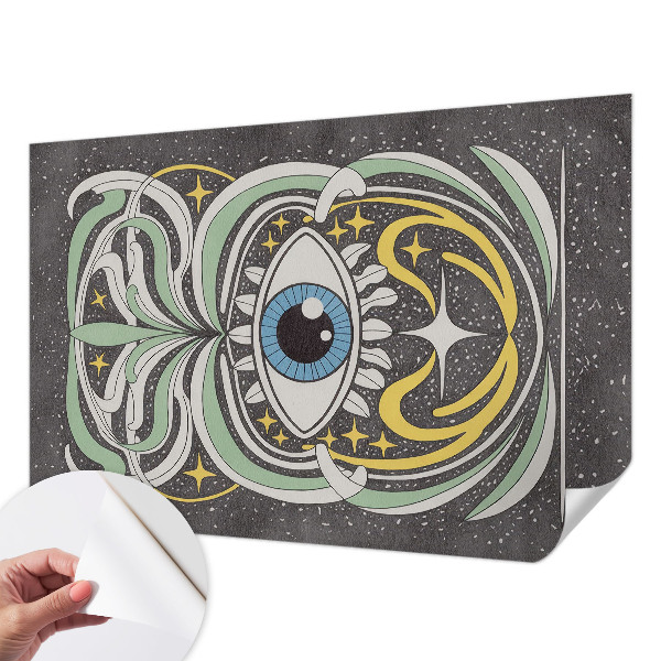 3D photo wallpaper mural with a symmetrical eye design