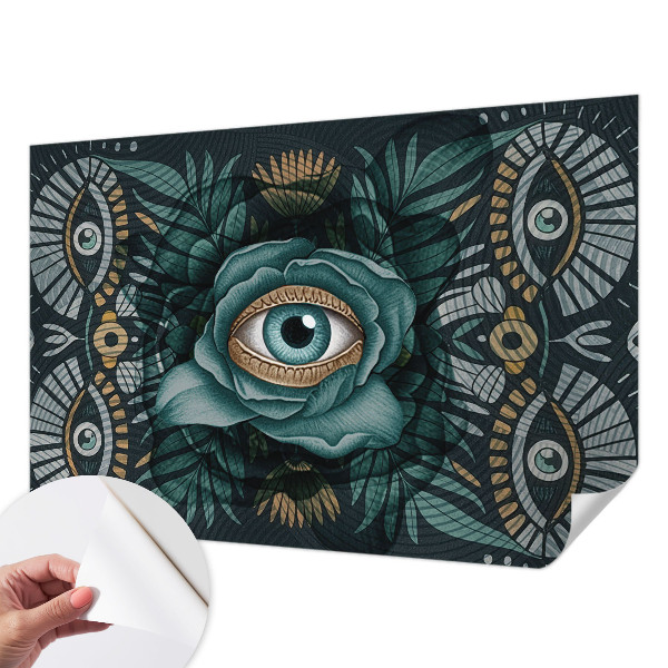 Nursery wall mural with a floral eye design