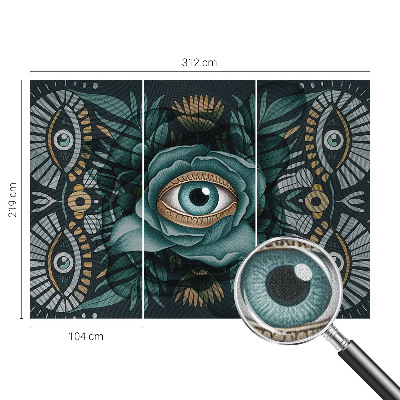 Nursery wall mural with a floral eye design