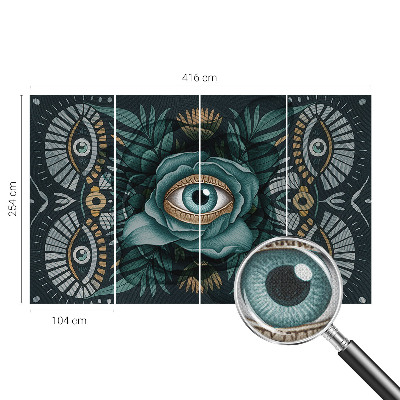 Nursery wall mural with a floral eye design