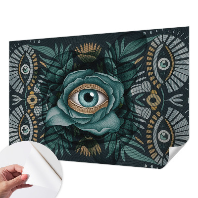 Nursery wall mural with a floral eye design