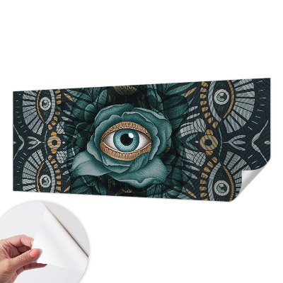Nursery wall mural with a floral eye design