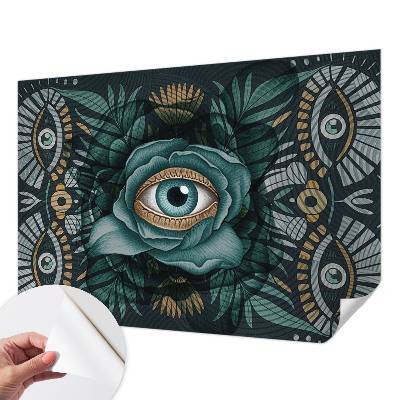 Nursery wall mural with a floral eye design