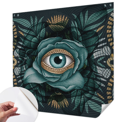 Nursery wall mural with a floral eye design