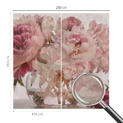 Children's wall mural with a peony charm design