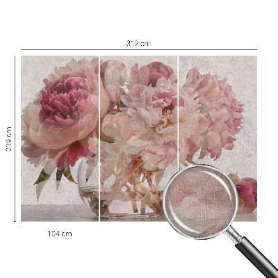 Children's wall mural with a peony charm design