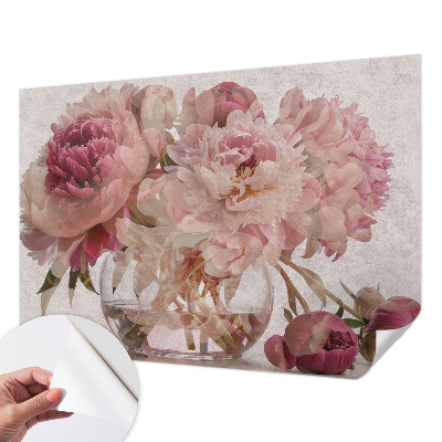 Children's wall mural with a peony charm design