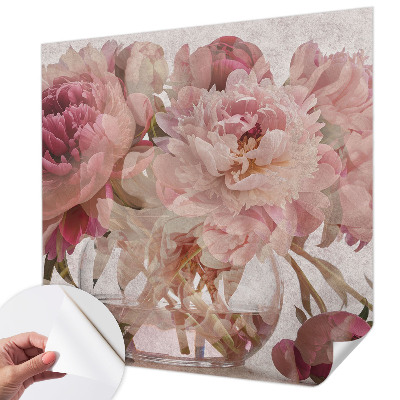 Children's wall mural with a peony charm design