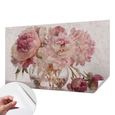 Children's wall mural with a peony charm design