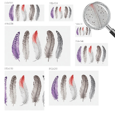 Baby room wall mural with a patterned feather design